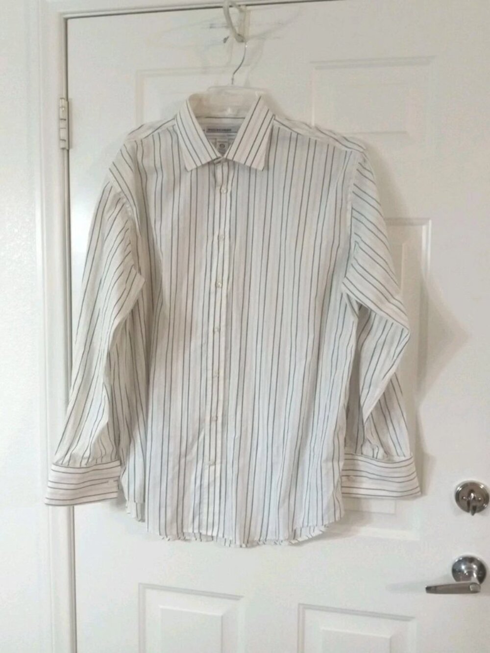 Rocawear Button Up Shirt Mens 3XL White Striped Long Sleeve French Cuffs